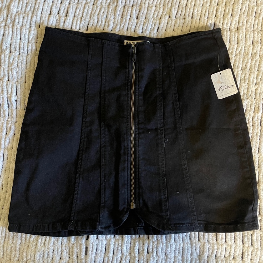 Free People Black Denim Mini Skirt
